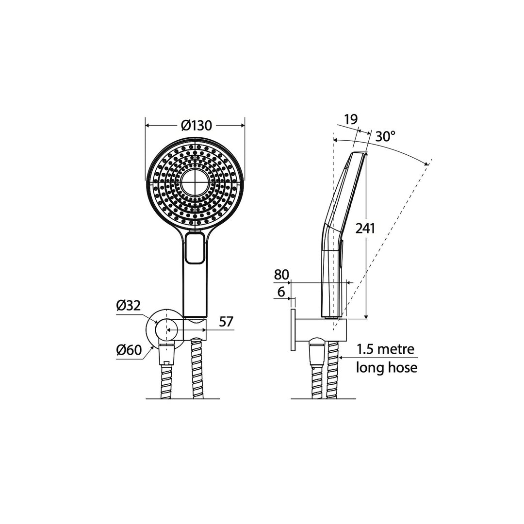 Kuro Round Head Shower Handset Round Plate