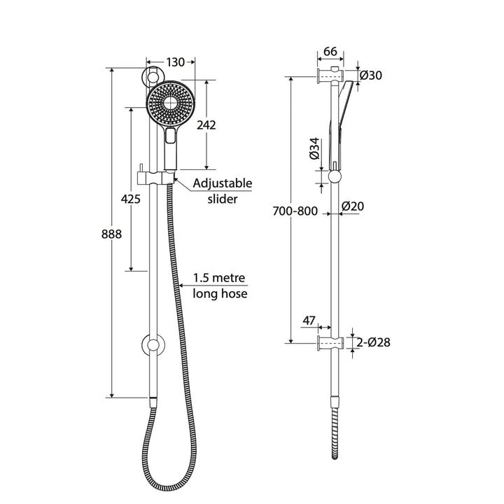 Kuro Round Shower Rail