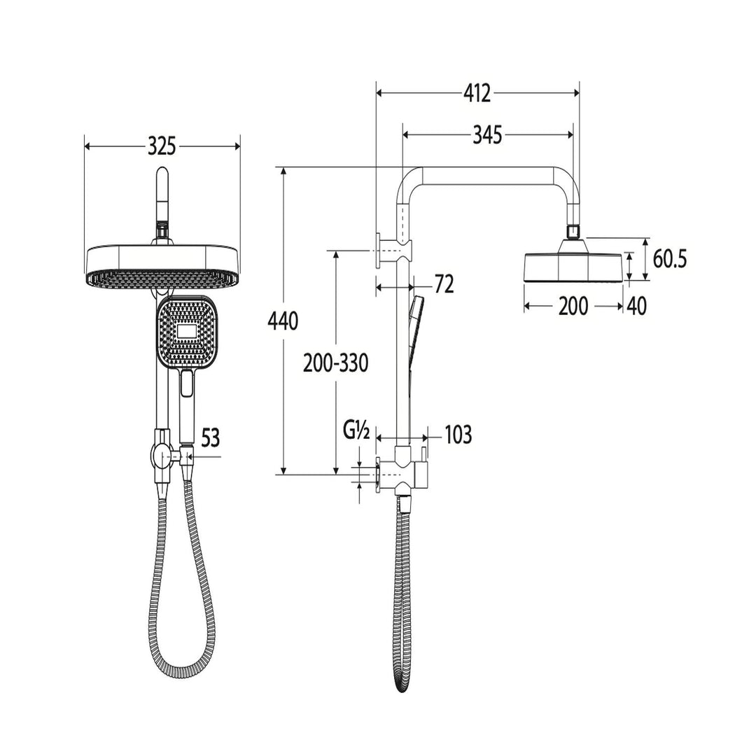 Kuro Soft Square Mini Twin Shower Set