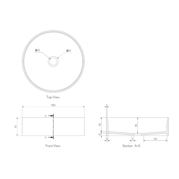 Lola Solid Surface Basin 380mm