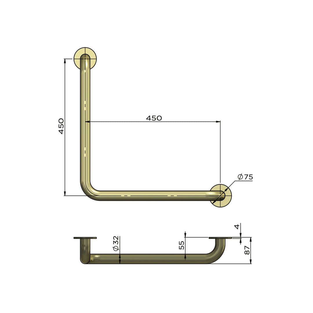 Care DDA Accessible 90 Degree Grab Rail 450mm