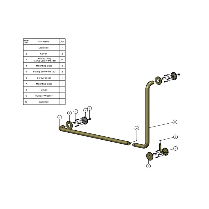 Care DDA Accessible 90 Degree Grab Rail 600mm