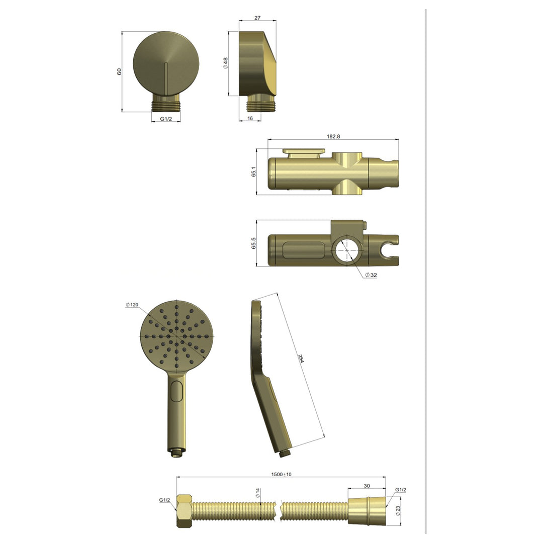 Meir Care DDA Shower Hand Shower Sliding Bracket Set