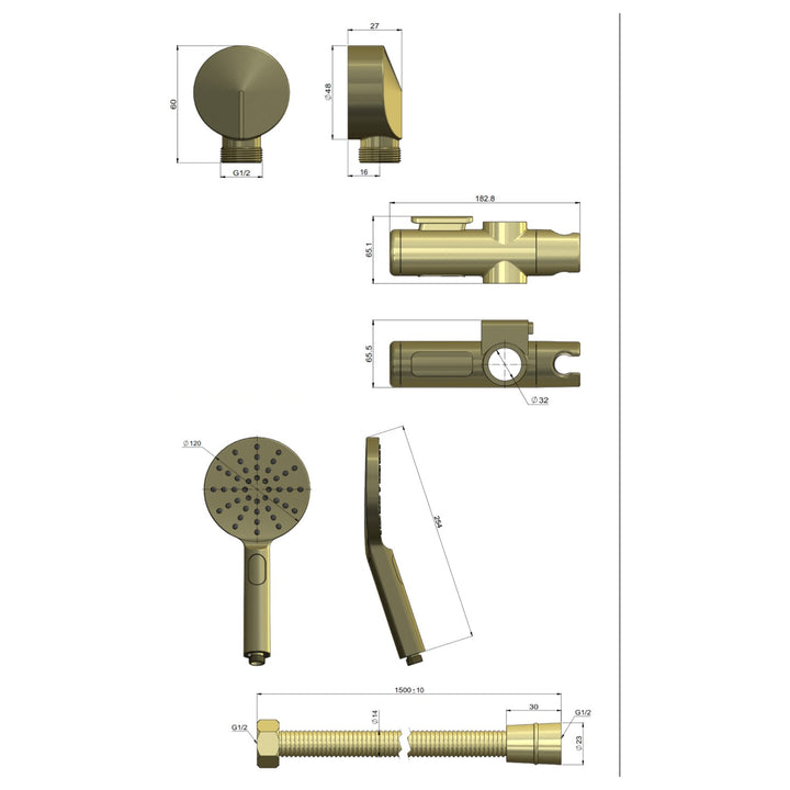 Meir Care DDA Shower Hand Shower Sliding Bracket Set