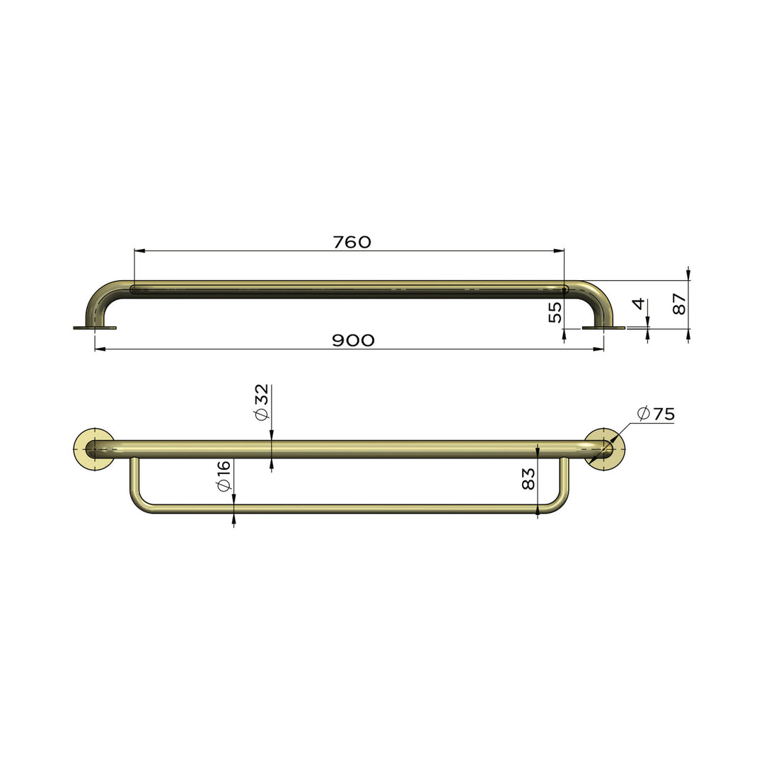 Care DDA Mobility Single Towel Rail 900mm