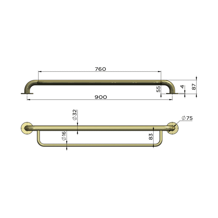 Care DDA Mobility Single Towel Rail 900mm