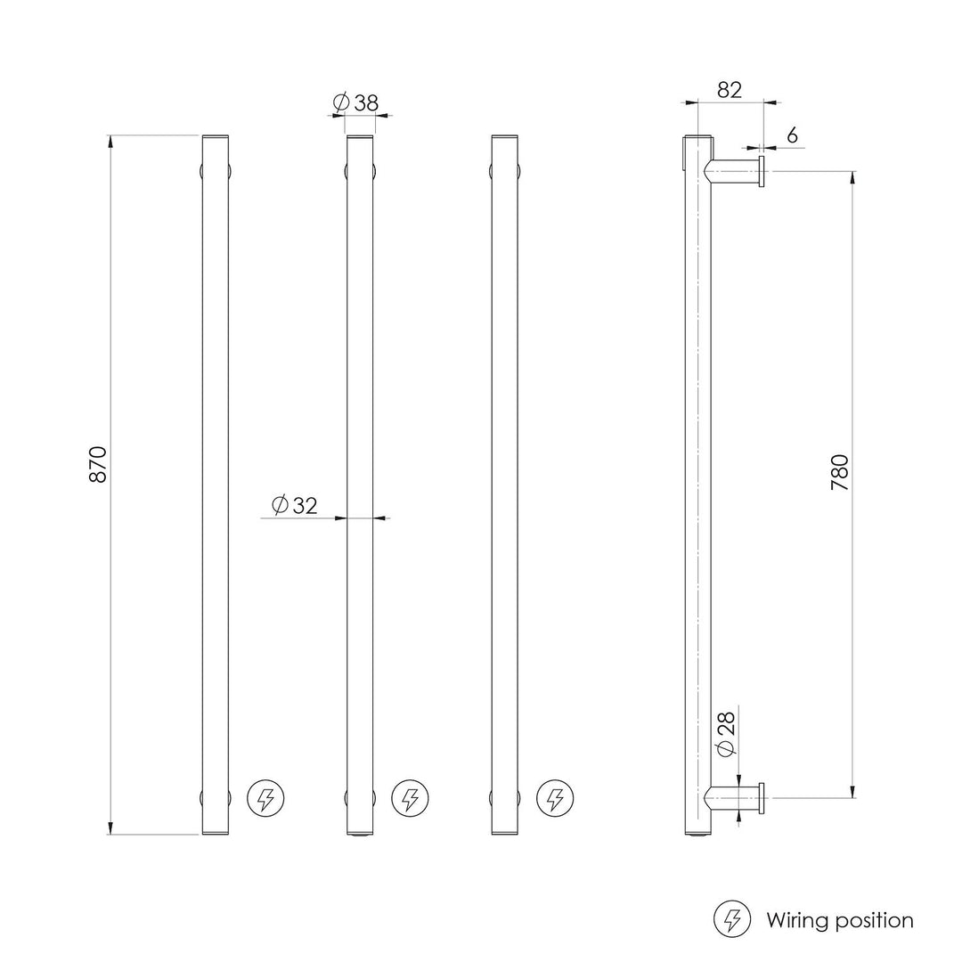Phoenix Vertical Heated Towel Rail Triple Pack