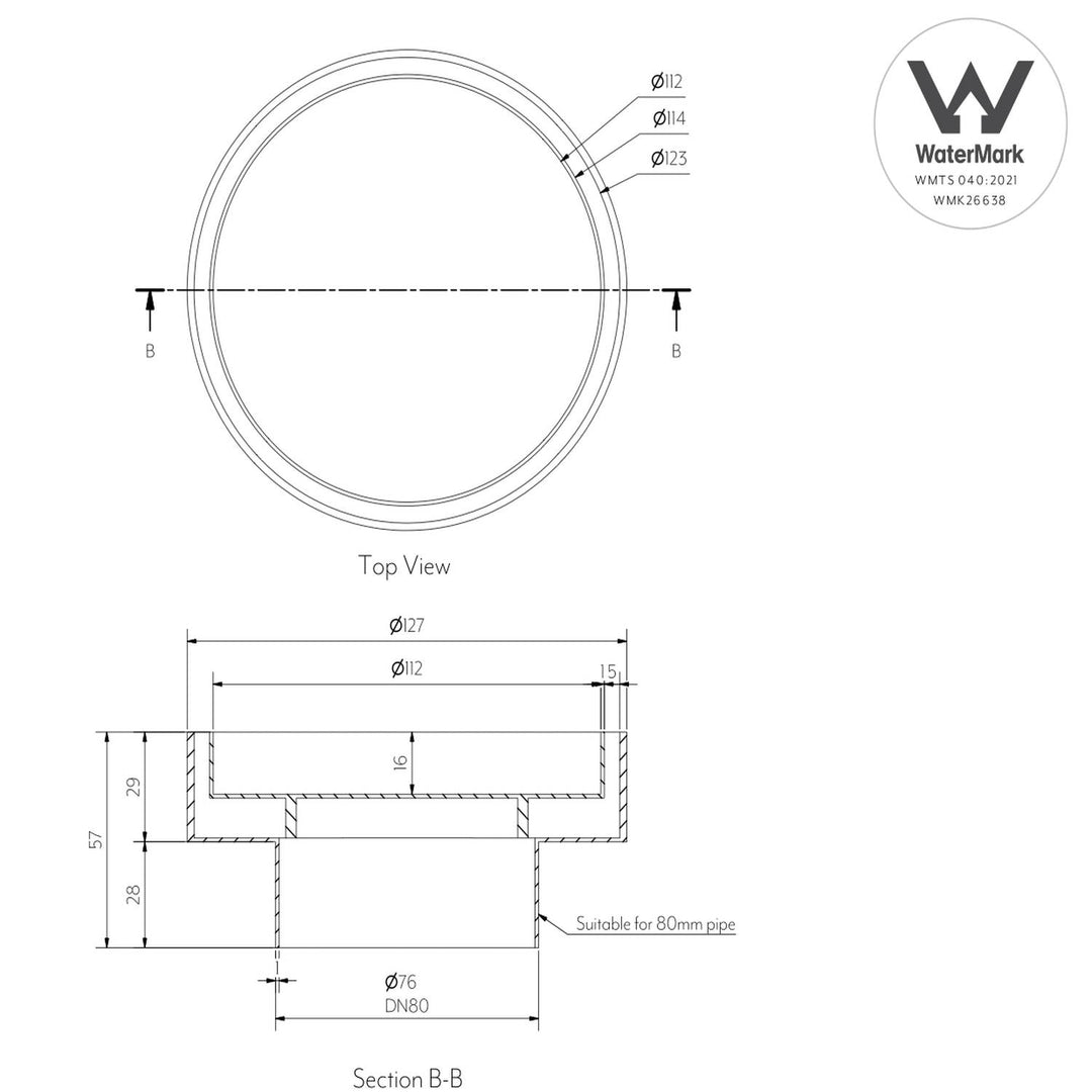 Pixi Round Tile Insert Floor Waste 127mm