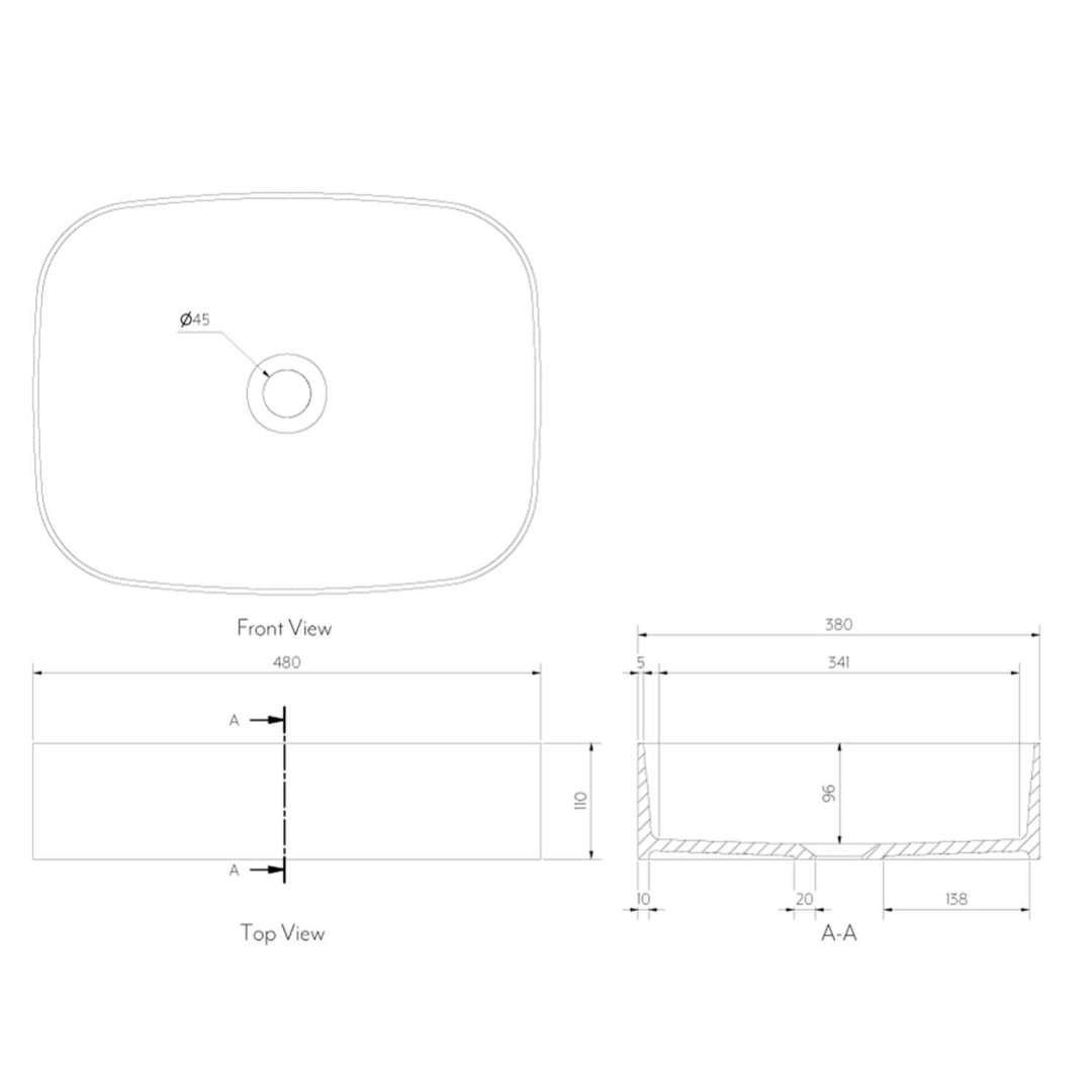 Sofia Solid Surface Basin 480mm