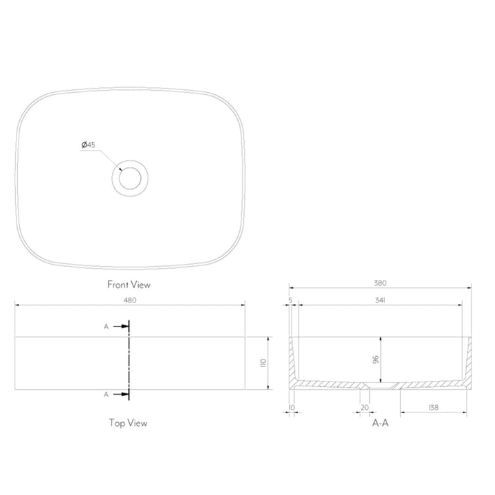 Sofia Solid Surface Basin 480mm