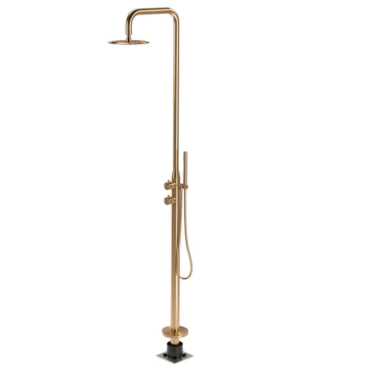Sola Floor Mounted Outdoor Twin Shower Set