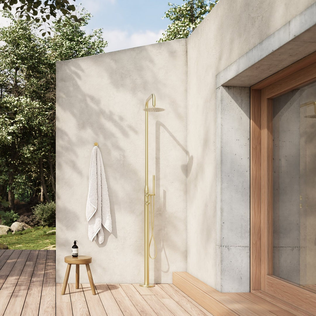 Sola Floor Mounted Outdoor Twin Shower Set