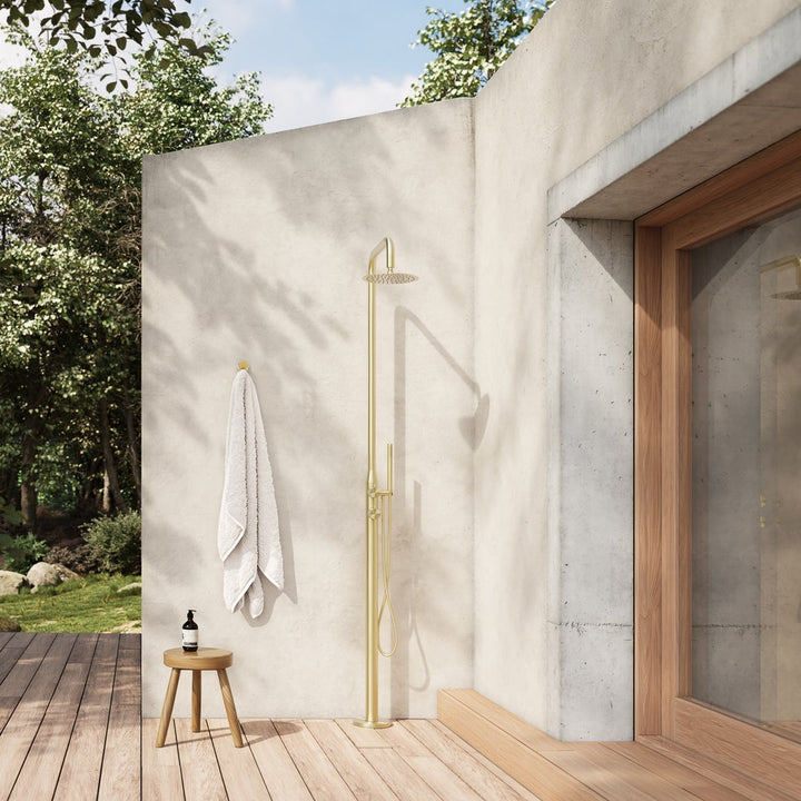 Sola Floor Mounted Outdoor Twin Shower Set