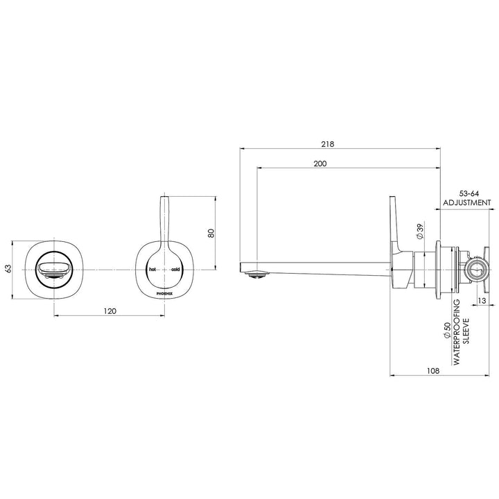 Vask SwitchMix Pin Up Wall Mixer Set