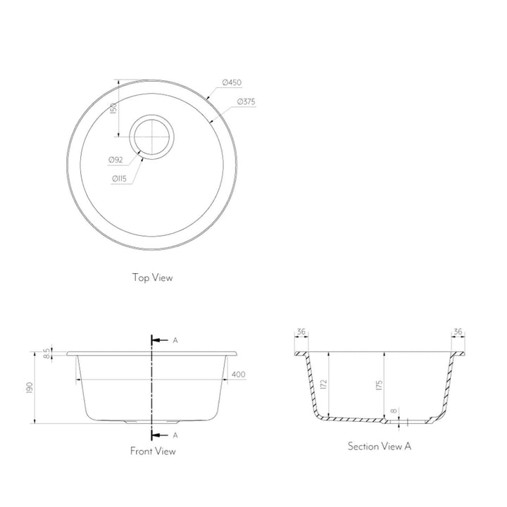 Vienna Round Sink 450x190mm