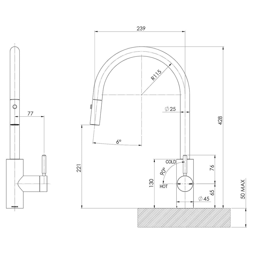 Vivid Gooseneck Pull Out Sink Mixer