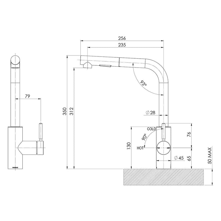 Vivid L-Shaped Pull Out Sink Mixer