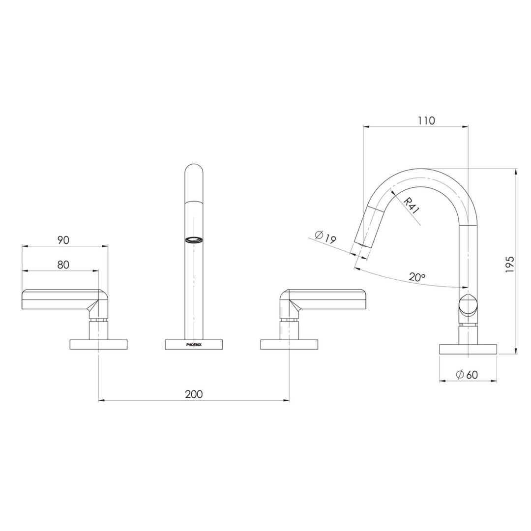 Vivid Slimline Plus Lever Hob Assembly Tap Spout Set