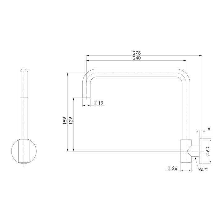 Vivid Slimline Plus Squareline Wall Spout