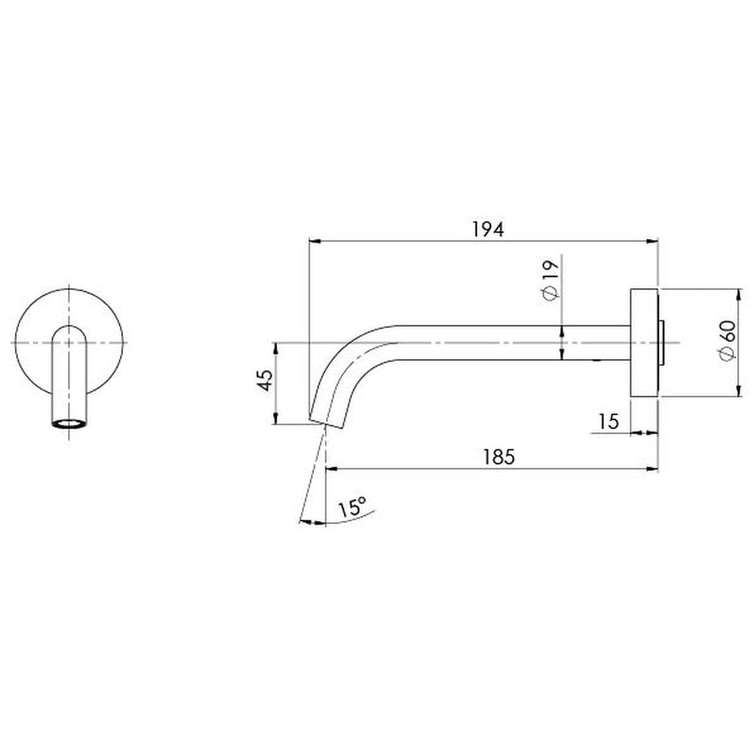 Vivid Slimline Plus Wall Spout 180mm