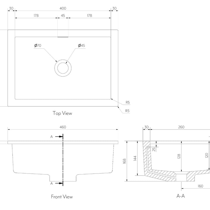 Zuri Undermount Rectangle Basin 460-520mm