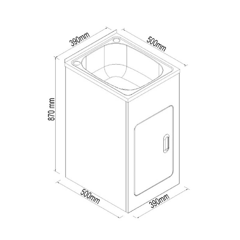 27L Laundry Trough with Metal Cabinet 390x500mm