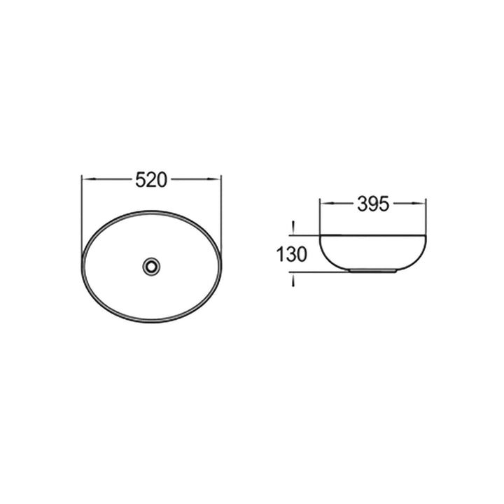 Portland Above Counter Curved Oval Basin 520x395mm