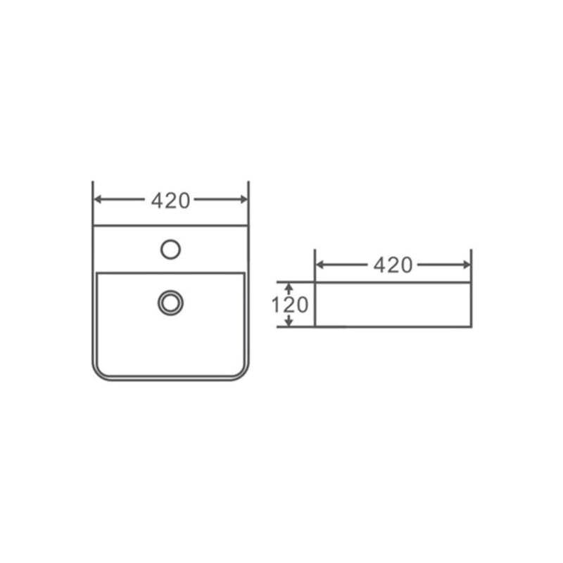 Oslo Above Counter Square Basin with Tap Hole 420x420x120mm