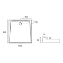 Akril Torbex Low Profile SMC Shower Base 900-1200mm