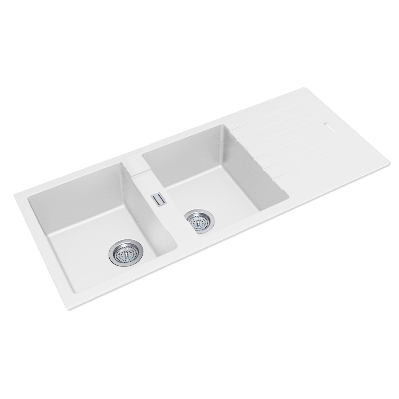 Arete Double Bowl Granite Sink with Drainer 1160x500x200mm