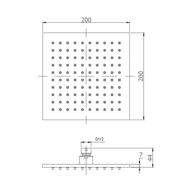 Alice Brass Square Shower Head 200mm