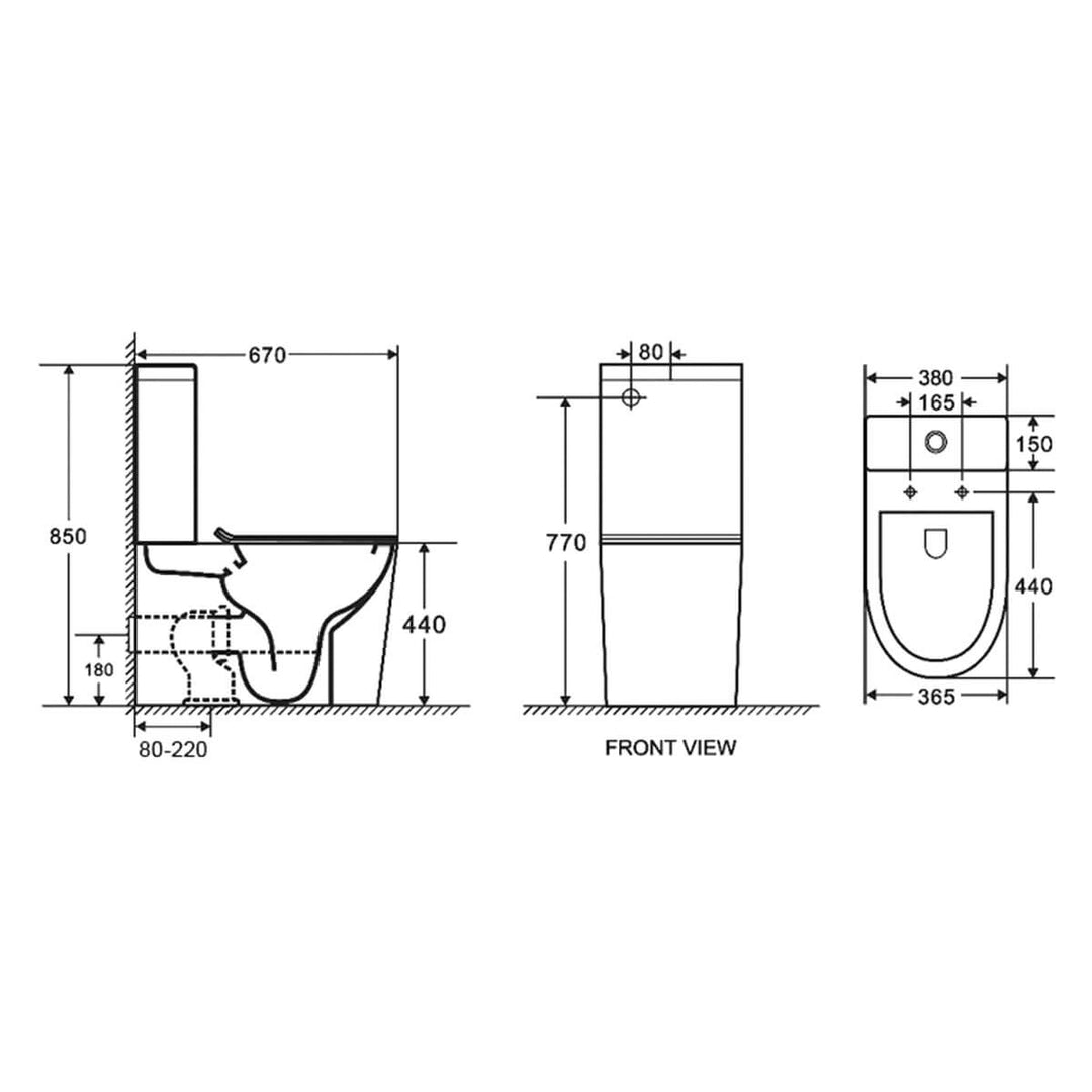 Atlanta Extra High 440mm Back to Wall Toilet Suite
