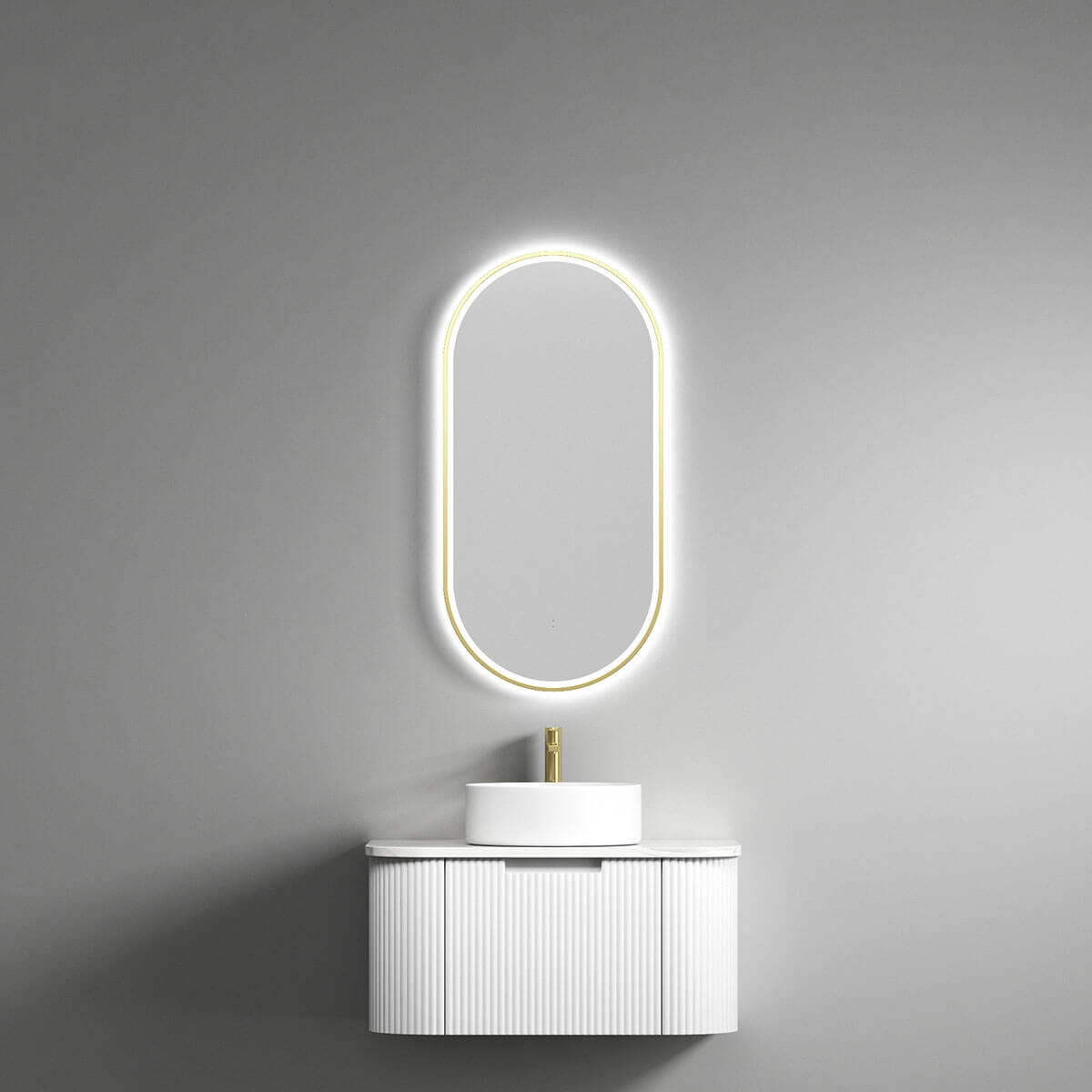 Beau Oval LED Backlit Mirror, Sensor LED Mirror Sunlight Bathrooms