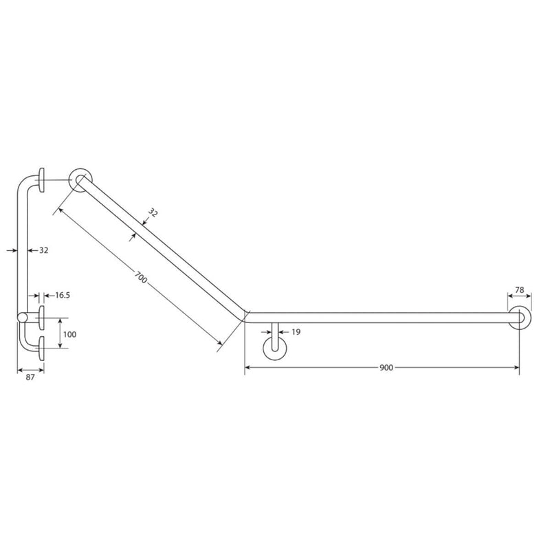 Dda Grab Rails Disable Care 40 Degree DDA Grab Rail – Sunlight Bathrooms