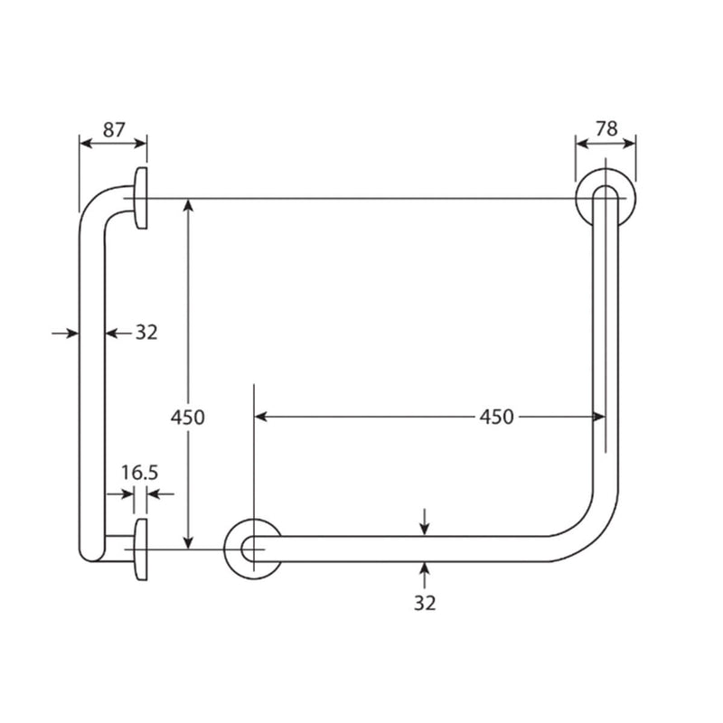 Dda Grab Rails Disable Care 45 Degree DDA Grab Rail – Sunlight Bathrooms
