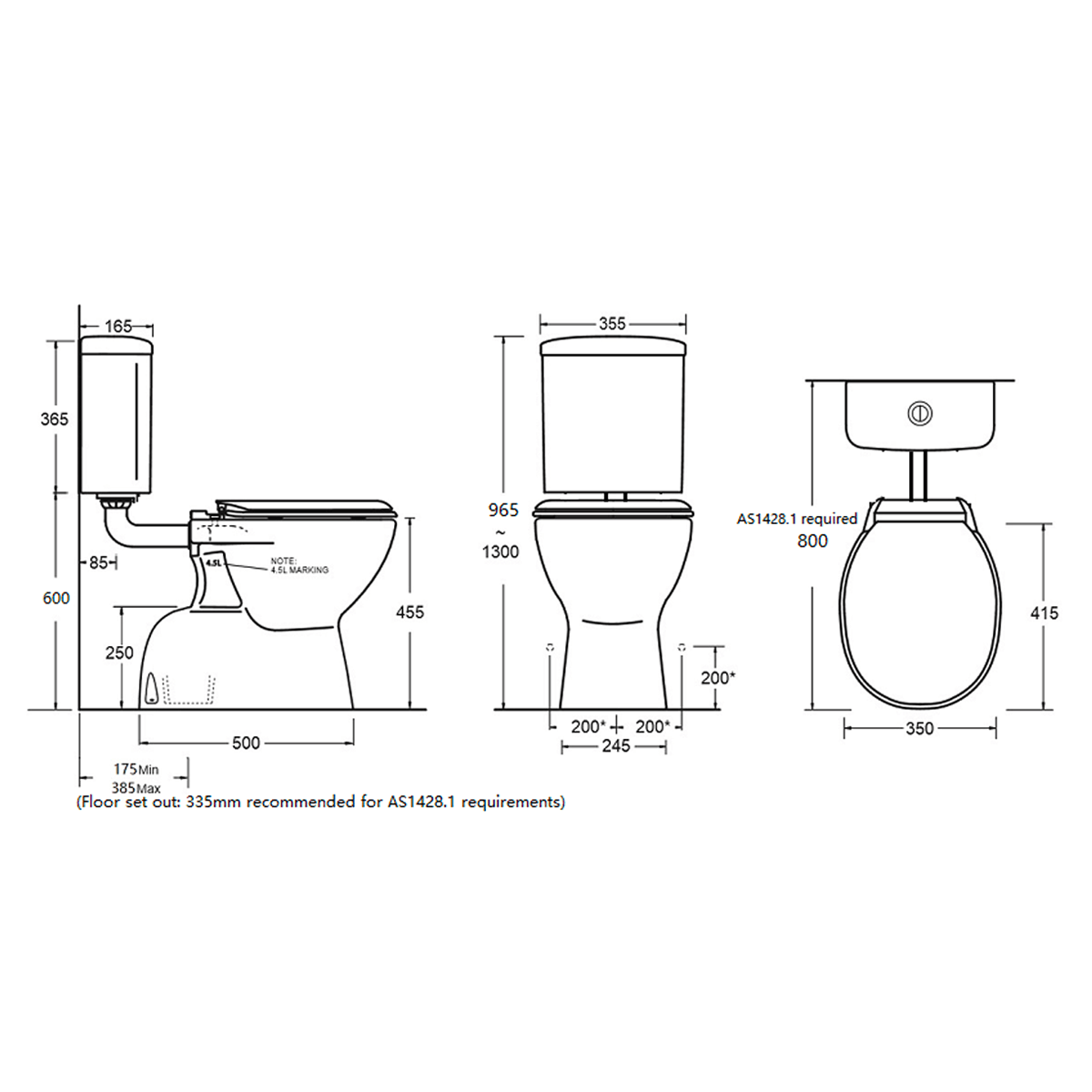 Disabled Care DDA Toilet, Close Coupled Disability Toilet Sunlight