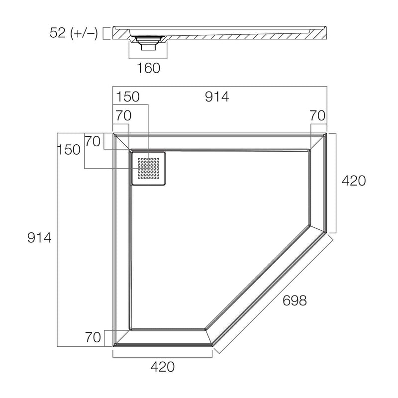 ECO Stonelite Corner Shower Base