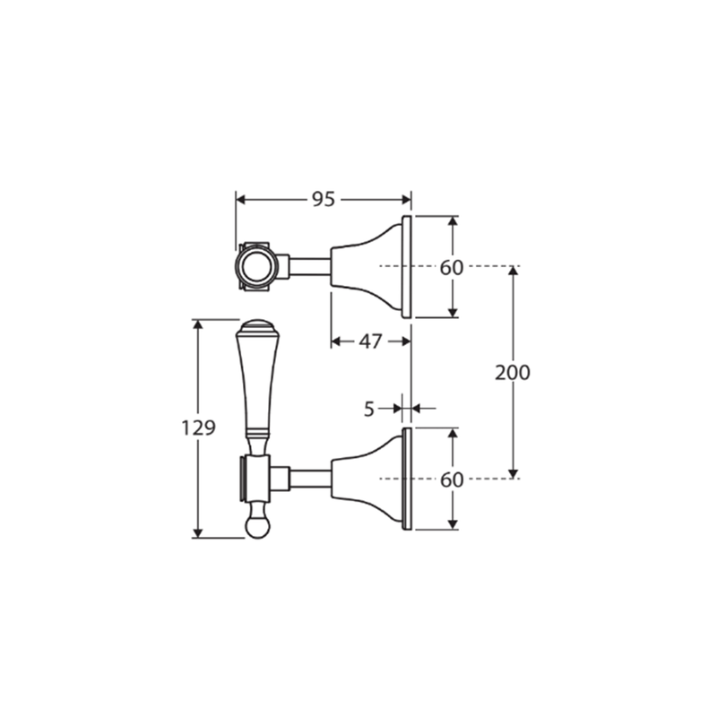 Lillian Hamptons Vintage 1/4 Turn Lever Assembly Taps