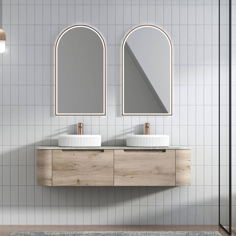 Hamilton Curved Timber Colour Wall Hung Vanity (750-1800mm)