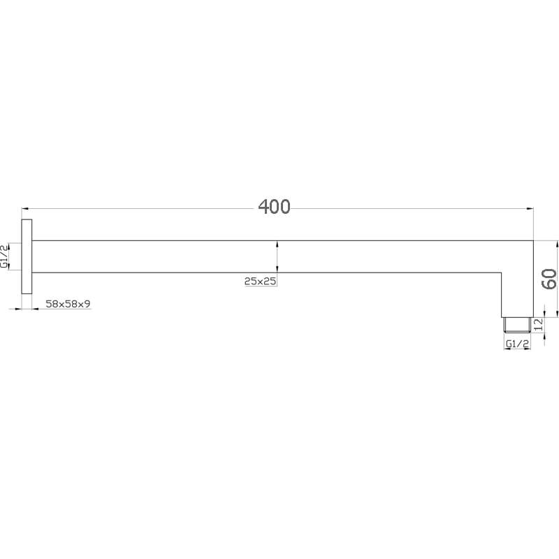 Iris Square Wall Mounted Shower Arm 400mm