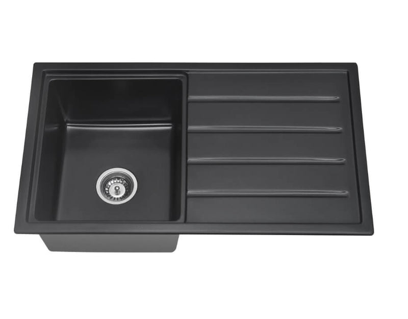 Iris Single Bowl Granite Sink with Drainer 860x490x230mm