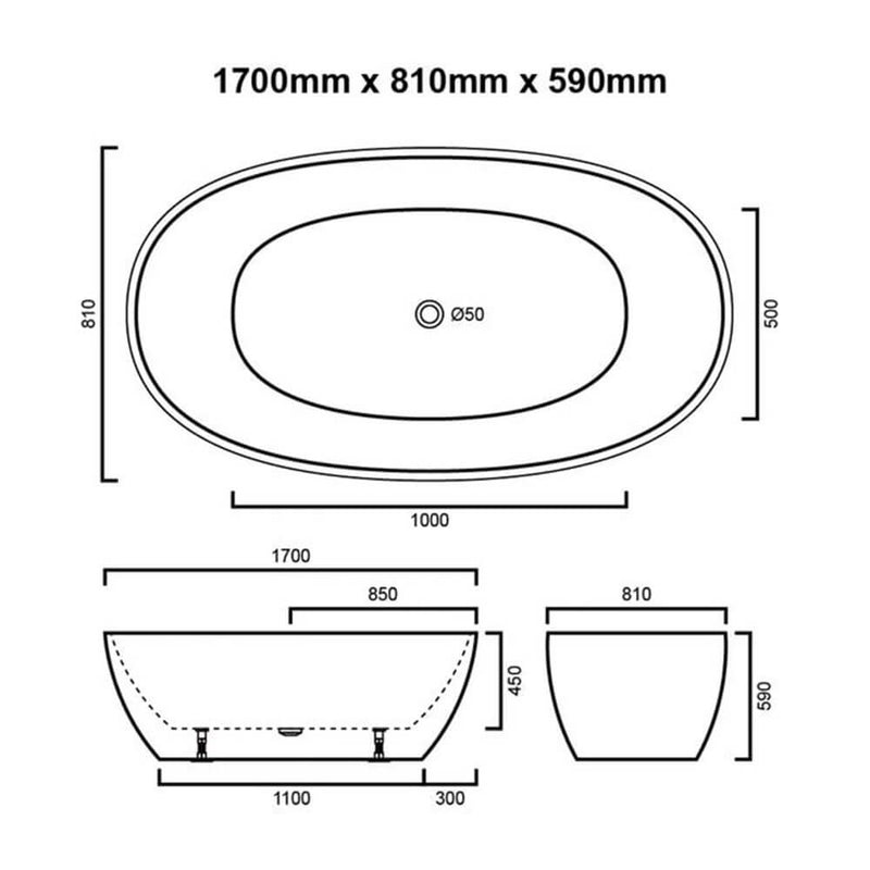 Jennifer Freestanding Bathtub 1500-1700mm