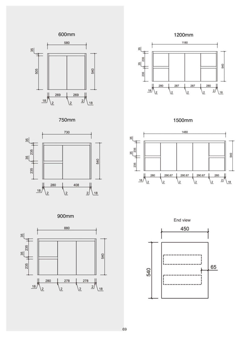 Limson White Soft-Close Wall Hung Vanity (600-1500mm)