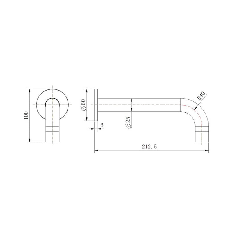 Luna Round Curved Spout Outlet 210mm