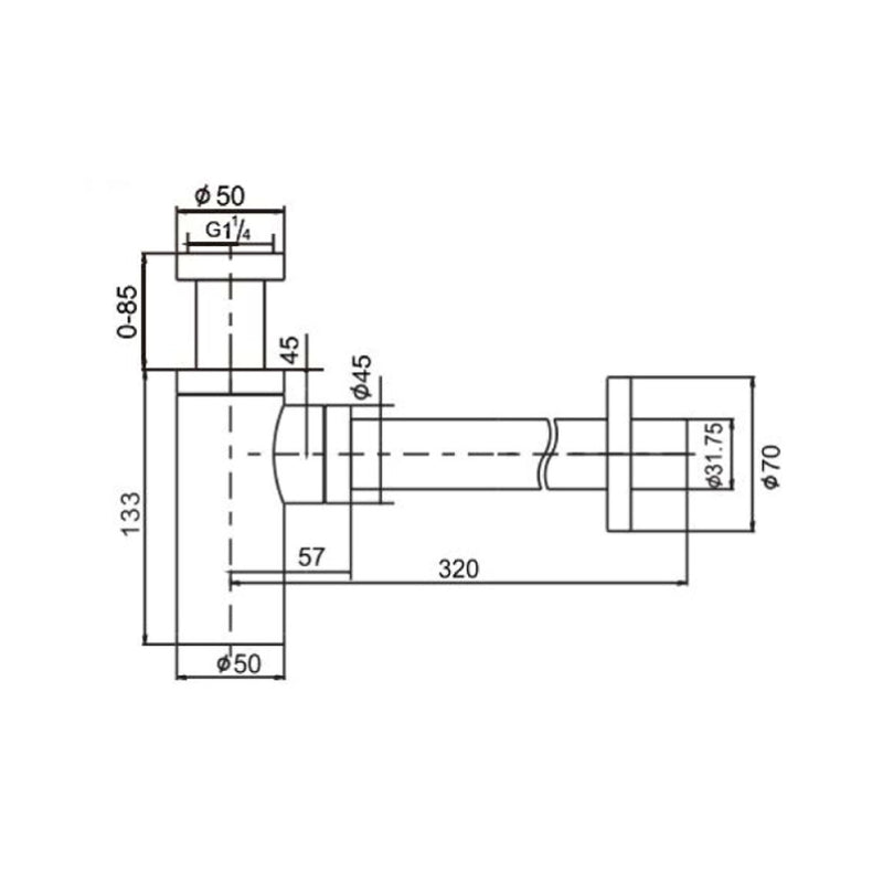 Trade Solid Brass Bottle Trap 32mm