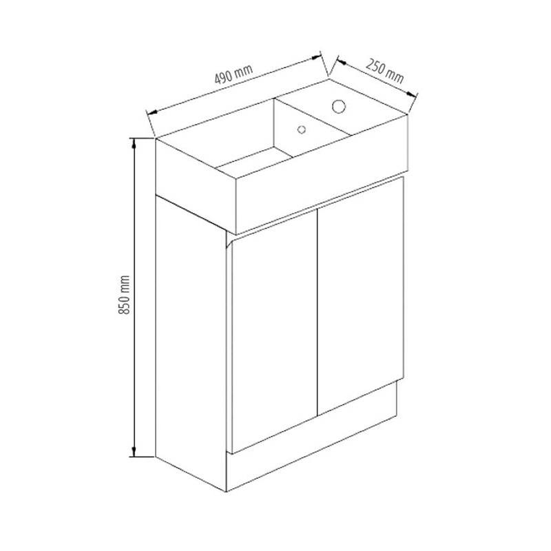 Mini Slimline Freestanding Vanity 490mm