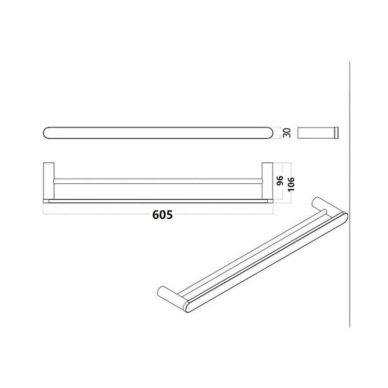 Morgan Round Double Towel Rail 600mm/800mm