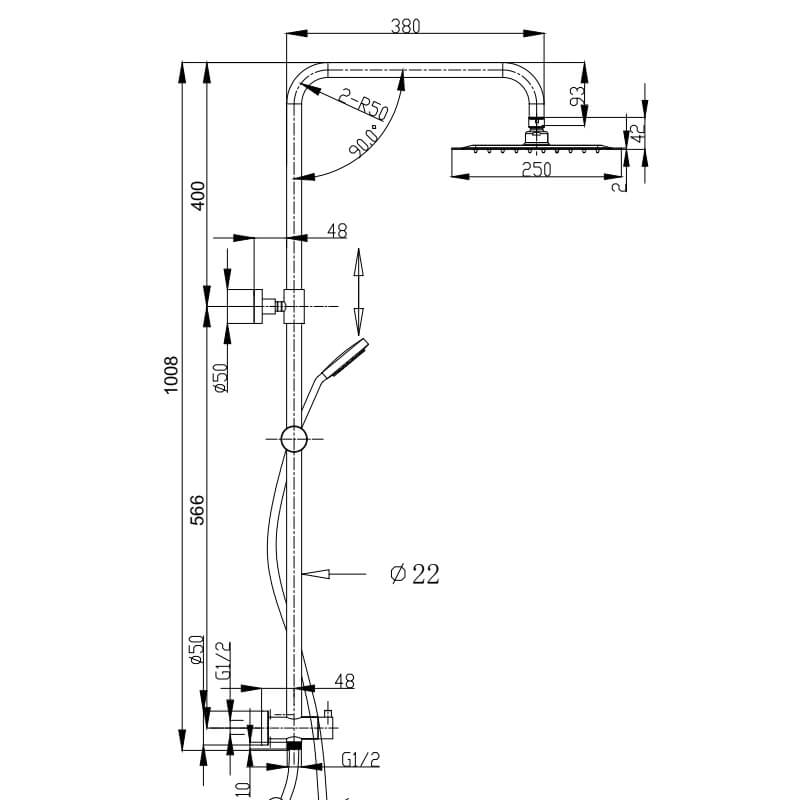 Morgan Variable Inlet Dual Shower Rail System