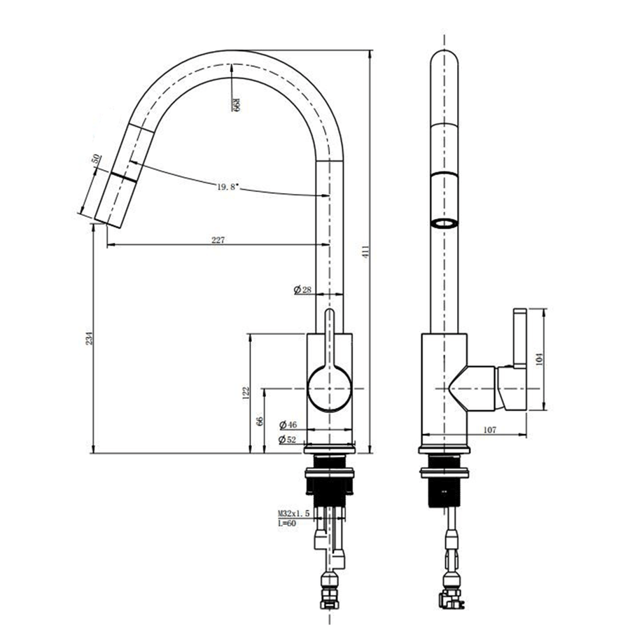 Morgan Pull Out Sink Mixer, Kitchen Laundry Pull Out Tap – Sunlight ...