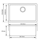 Arete Single Bowl Undermount Granite Sink 635x470x240mm